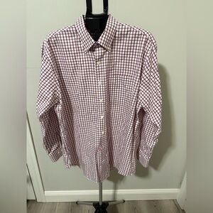 Peter Millar XL Button Down Shirt Red Check Cotton Nanoluxe Easy Care